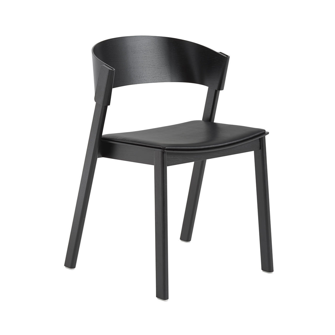 Cover Side Chair: Upholstered + Black + Refine Leather Black