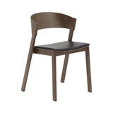 Cover Side Chair: Upholstered + Stained Dark Brown + Refine Leather Black