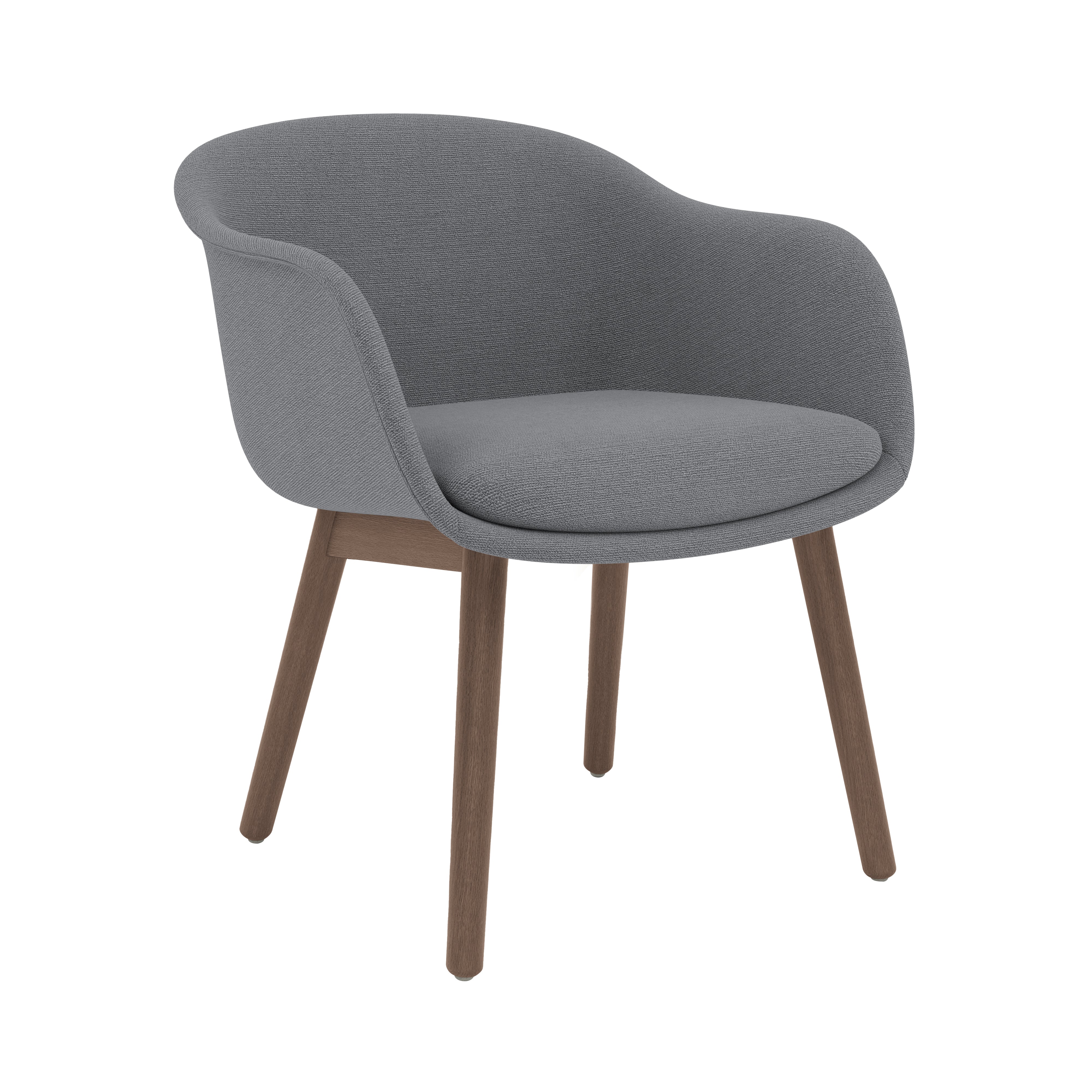 Fiber Conference Armchair: Wood Base Upholstered + Stained Dark Brown