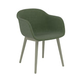 Fiber Armchair: Wood Base + Recycled Shell + Upholstered + Dusty Green