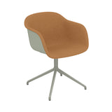 Fiber Armchair: Swivel Base Front Upholstered + Recycled Shell + Dusty Green + Dusty Green