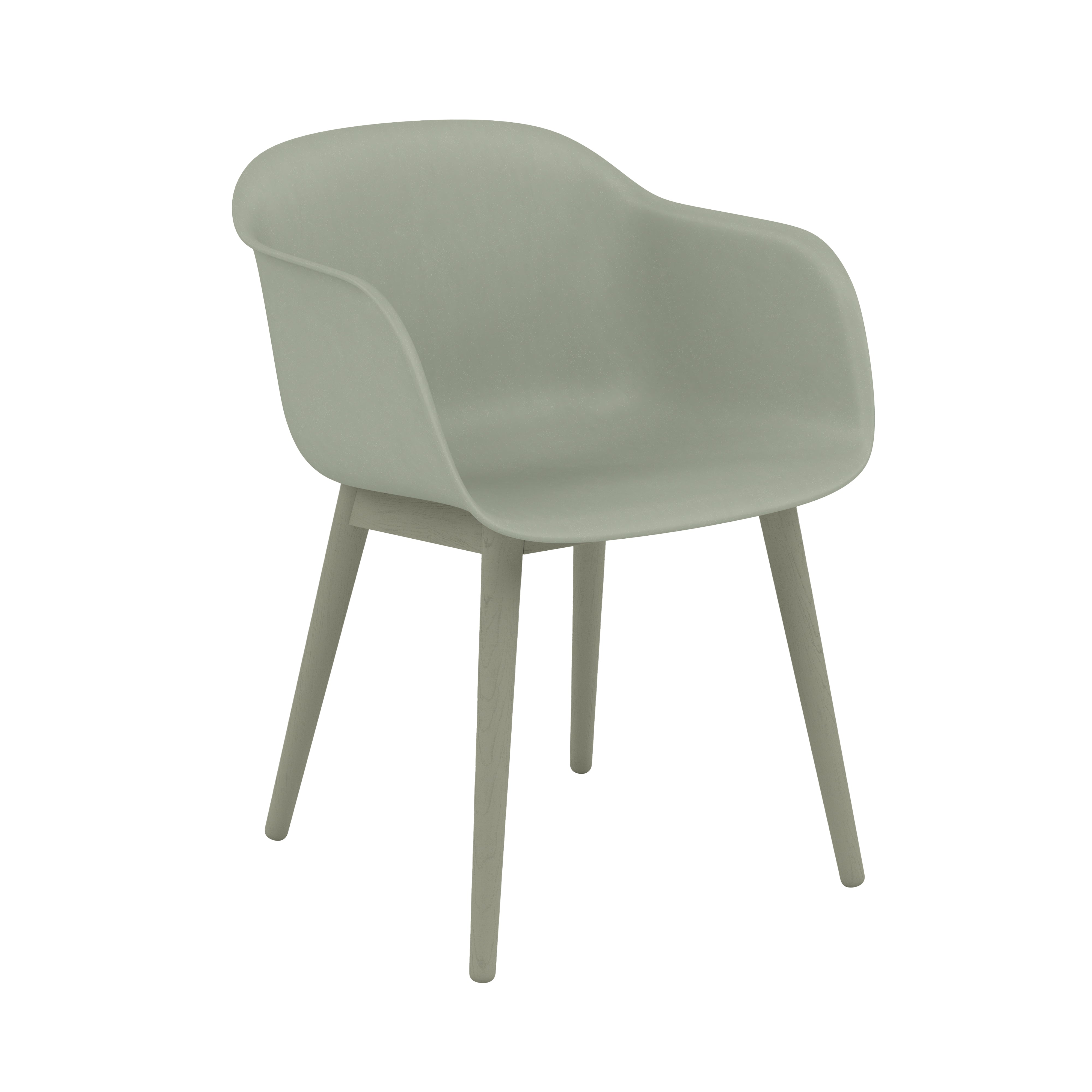 Fiber Armchair: Wood Base + Recycled Shell + Dusty Green + Dusty Green