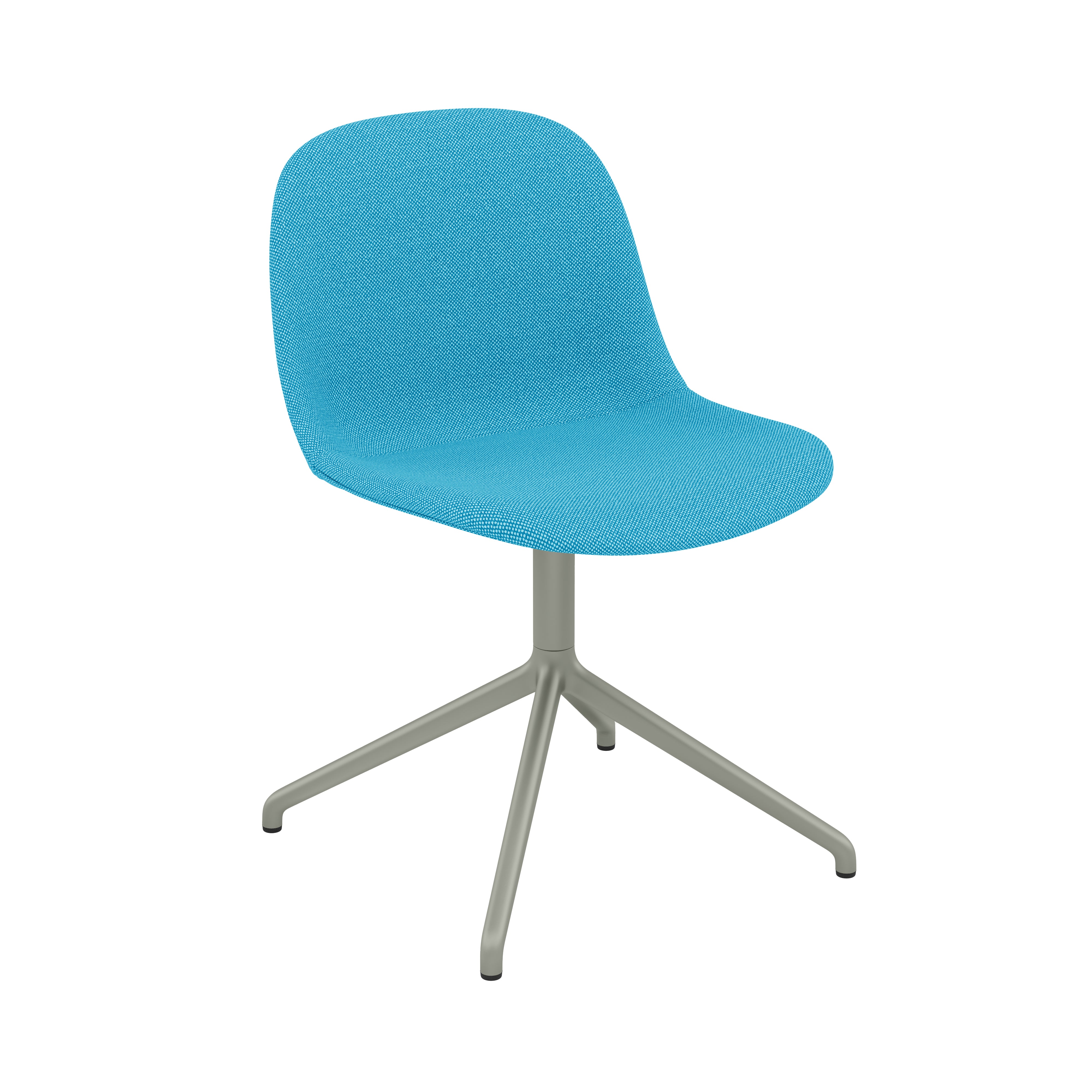 Fiber Side Chair: Swivel Base + Recycled Shell + Upholstered + Dusty Green