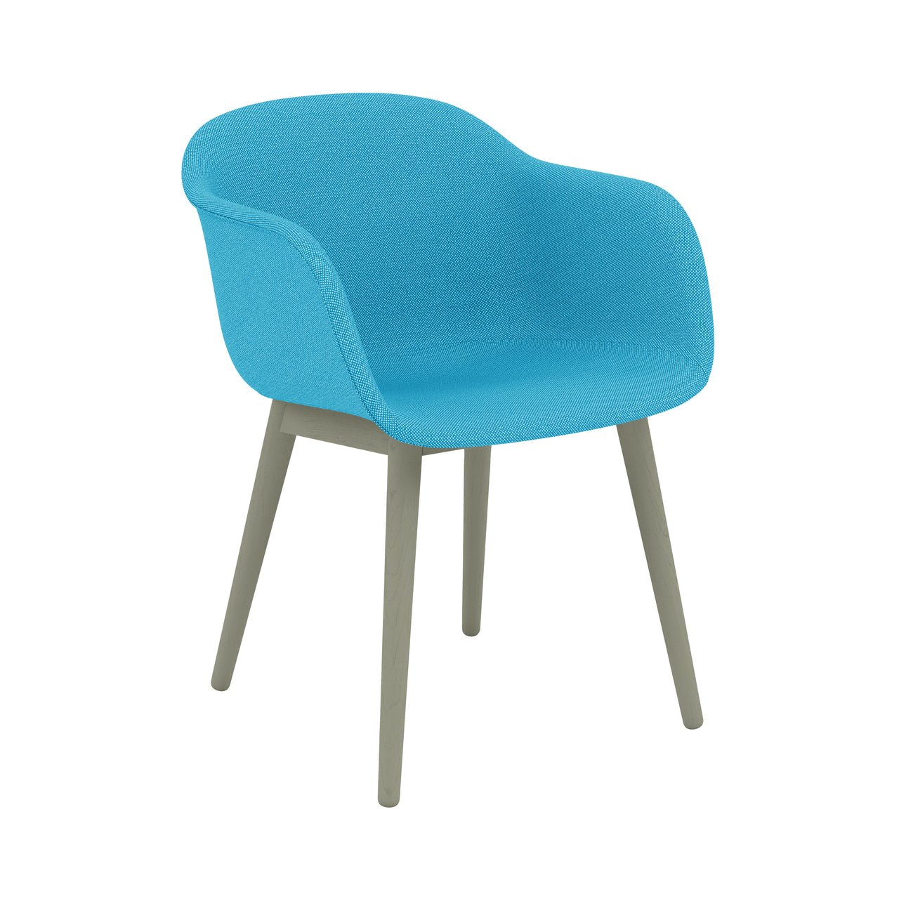 Fiber Armchair: Wood Base + Recycled Shell + Upholstered + Dusty Green