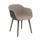 Fiber Armchair: Wood Base Front Upholstered + Recycled Shell + Stained Dark Brown + Black