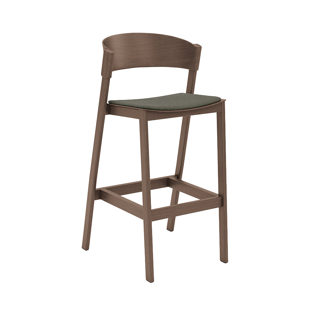 Cover Bar Stool: Upholstered + Stained Dark Brown + Without Foot Protect