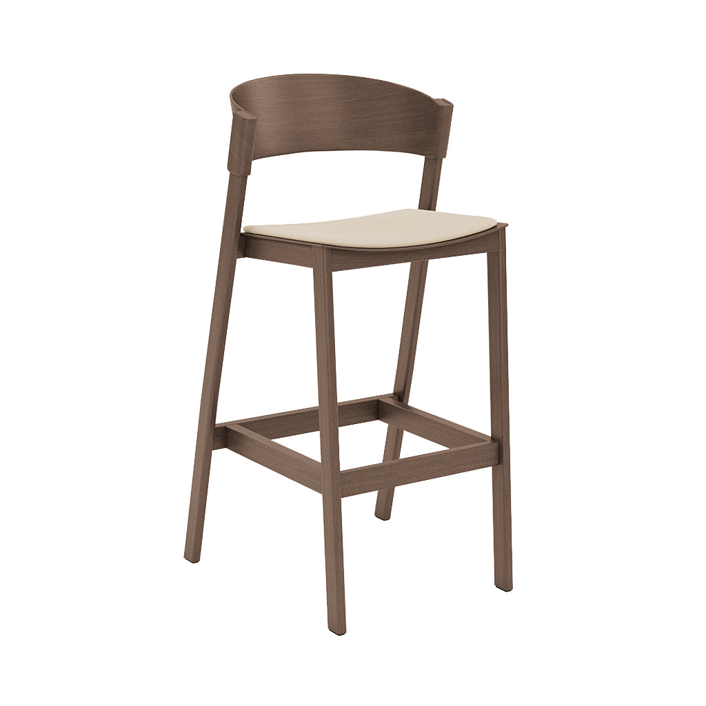 Cover Bar Stool: Upholstered + Stained Dark Brown + Without Foot Protect