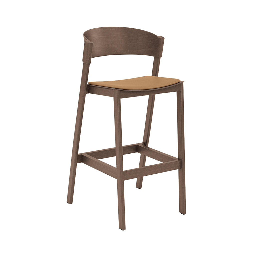 Cover Bar Stool: Upholstered + Stained Dark Brown + Without Foot Protect