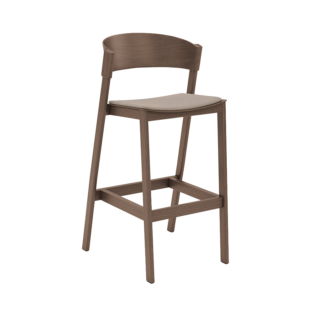 Cover Bar Stool: Upholstered + Stained Dark Brown + Without Foot Protect