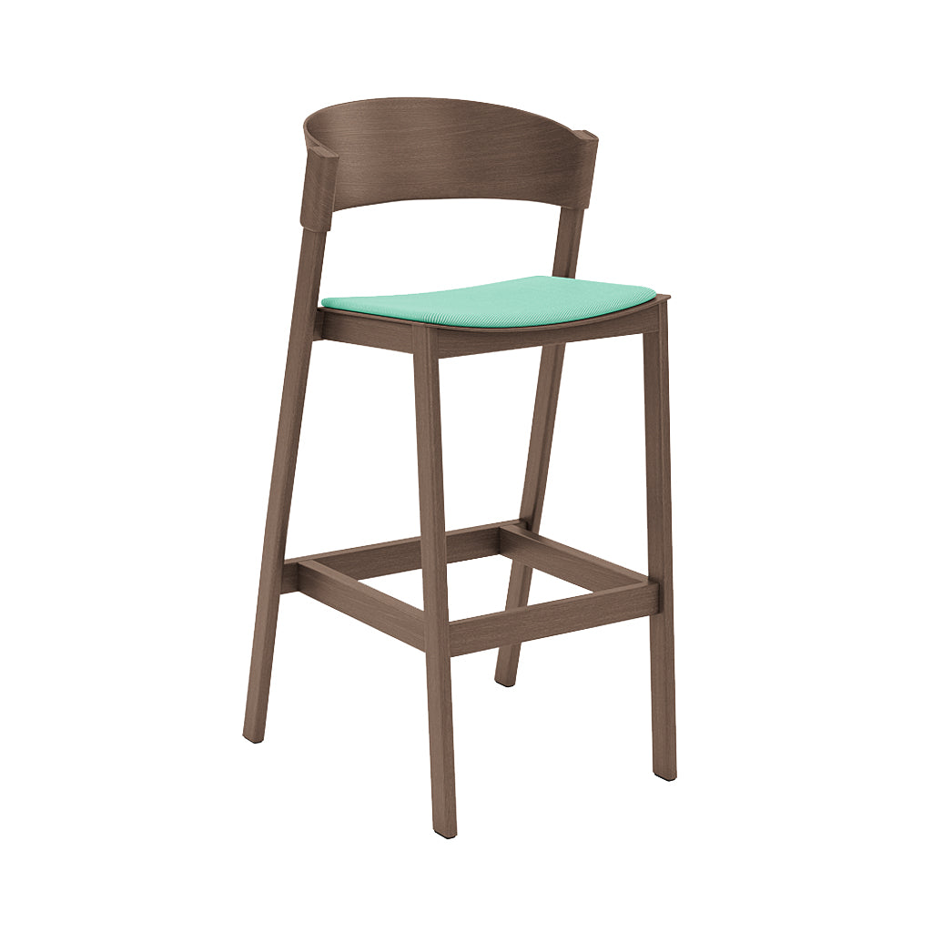 Cover Bar Stool: Upholstered + Stained Dark Brown + Without Foot Protect