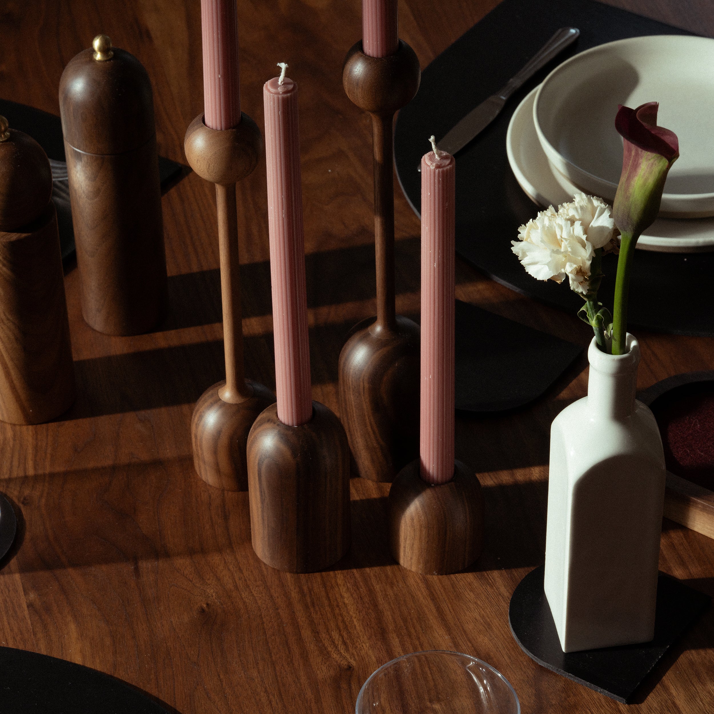 Tulip Stem Candlestick Holder Pair