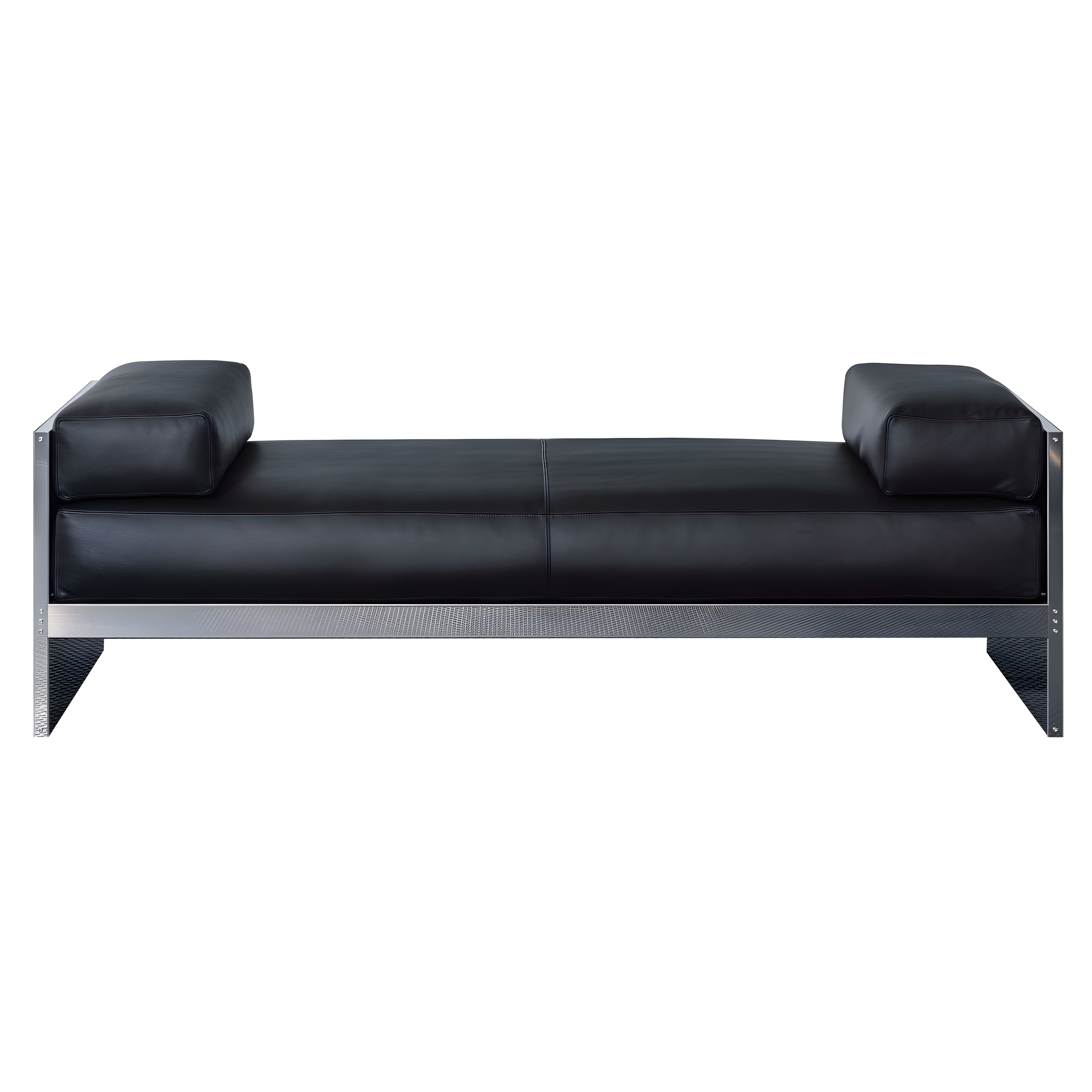 NMAM Core Daybed: Mirror Steel + Black Leather