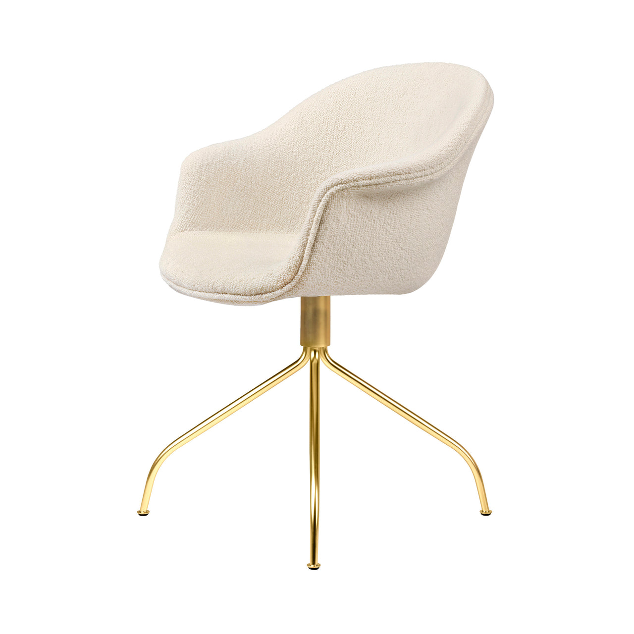 Bat Meeting Chair: Swivel Base + Fully Upholstered + Brass Semi Matt