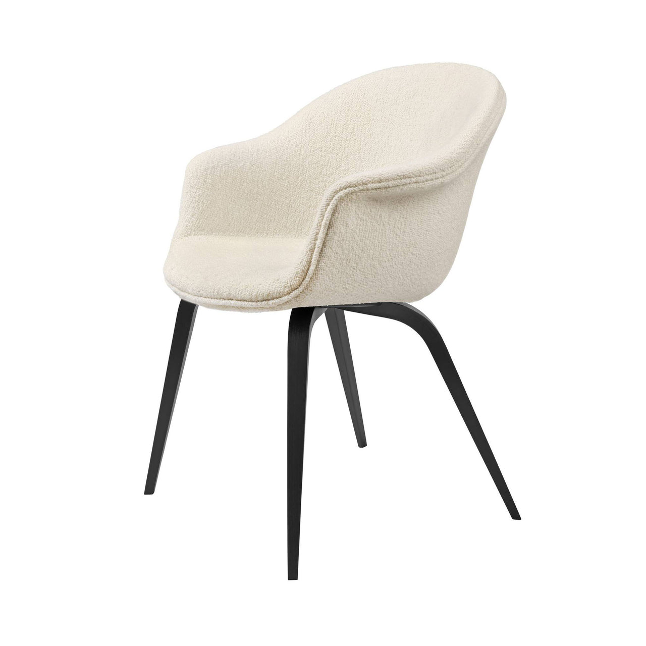 Bat Dining Chair: Wood Base + Fully Upholstered + Black Stained Beech