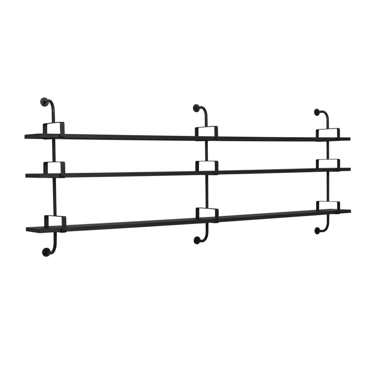 Demon Shelf: 3 Brackets + 3 Shelves + Black Stained Ash
