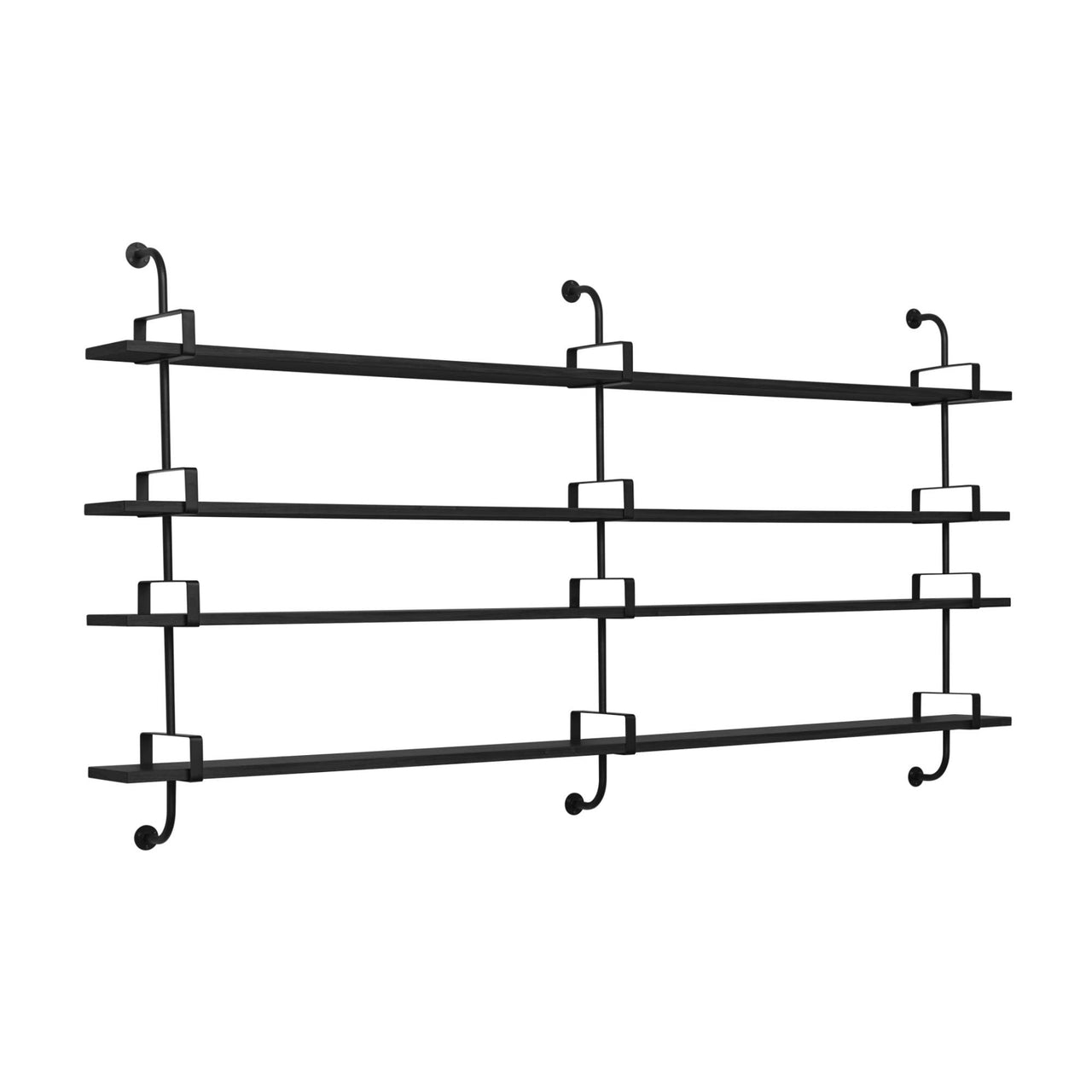 Demon Shelf: 3 Brackets + 4 Shelves + Black Stained Ash