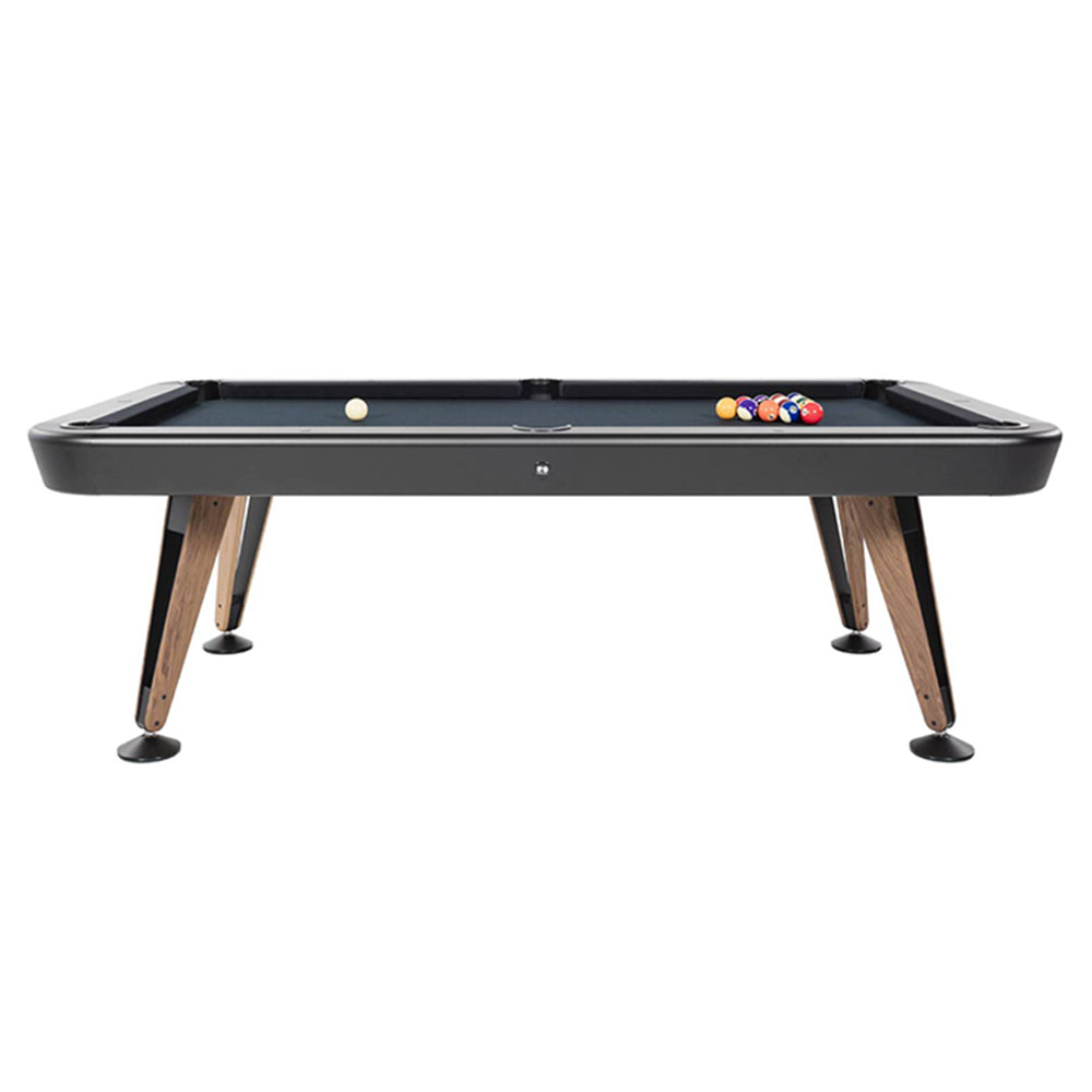 Diagonal Pool Table: 7 Feet + Black + Black + Walnut