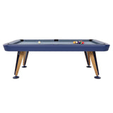 Diagonal Pool Table: 7 Feet + Blue + Grey Blue + Oak