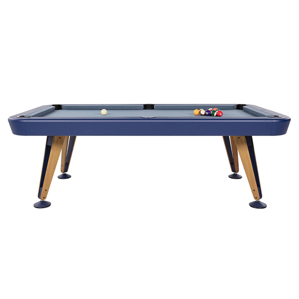 Diagonal Pool Table: 7 Feet + Blue + Grey Blue + Oak