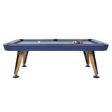 Diagonal Pool Table: 8 Feet + Blue + Grey Blue + Oak