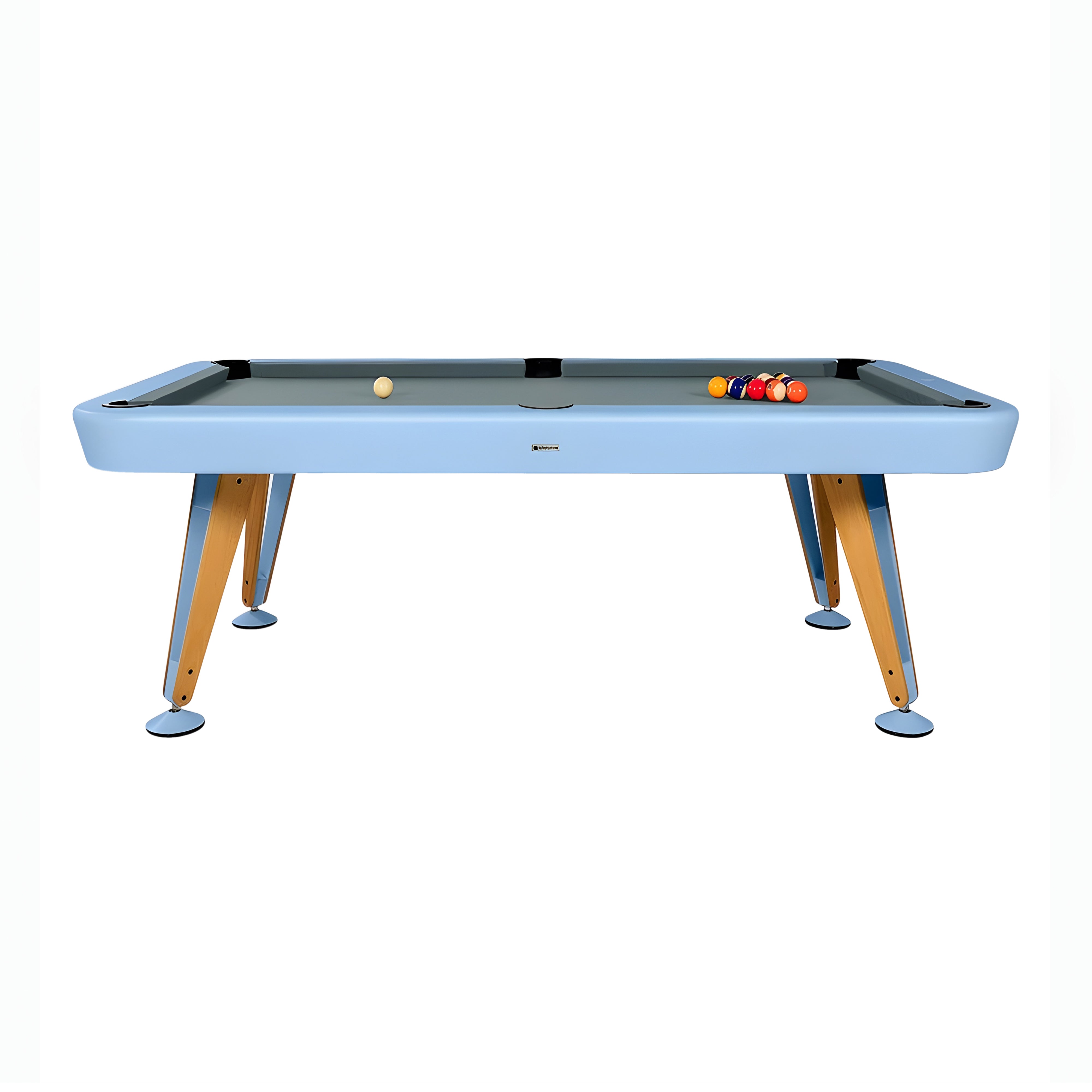 Diagonal Outdoor Pool Table: 7 Feet + Cool Blue + Grey Chine