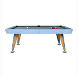 Diagonal Outdoor Pool Table: 7 Feet + Cool Blue + Grey Chine