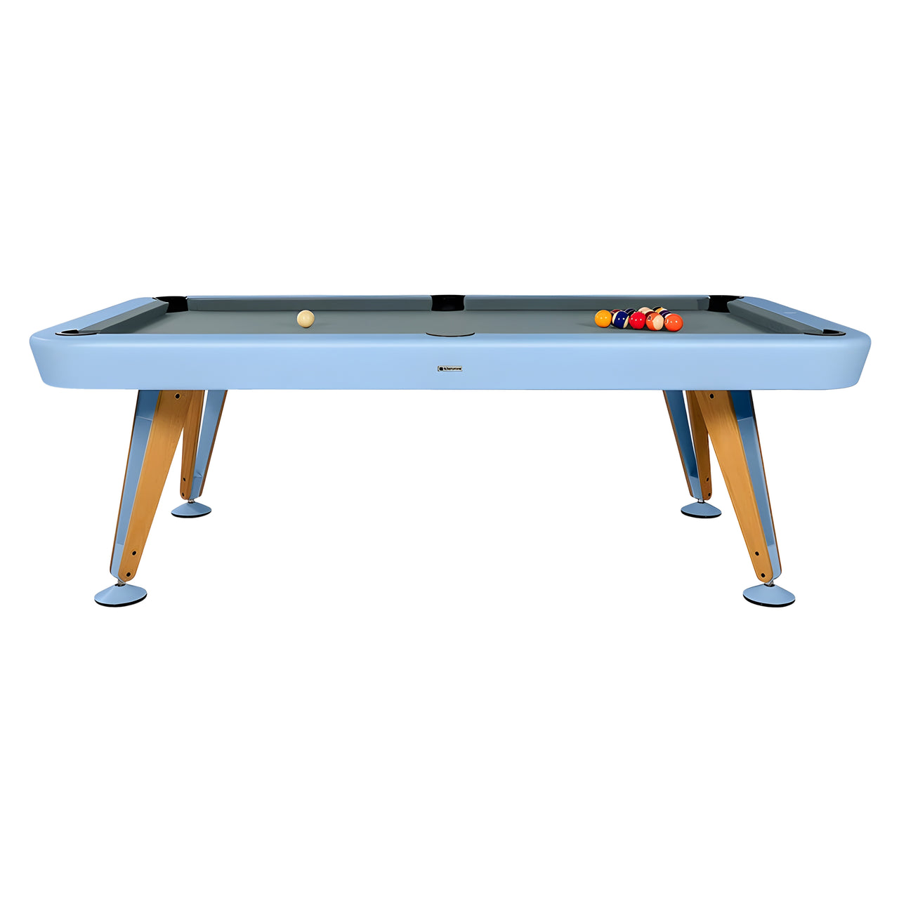 Diagonal Outdoor Pool Table: 8 Feet + Cool Blue + Grey Chine