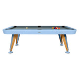 Diagonal Outdoor Pool Table: 8 Feet + Cool Blue + Grey Chine