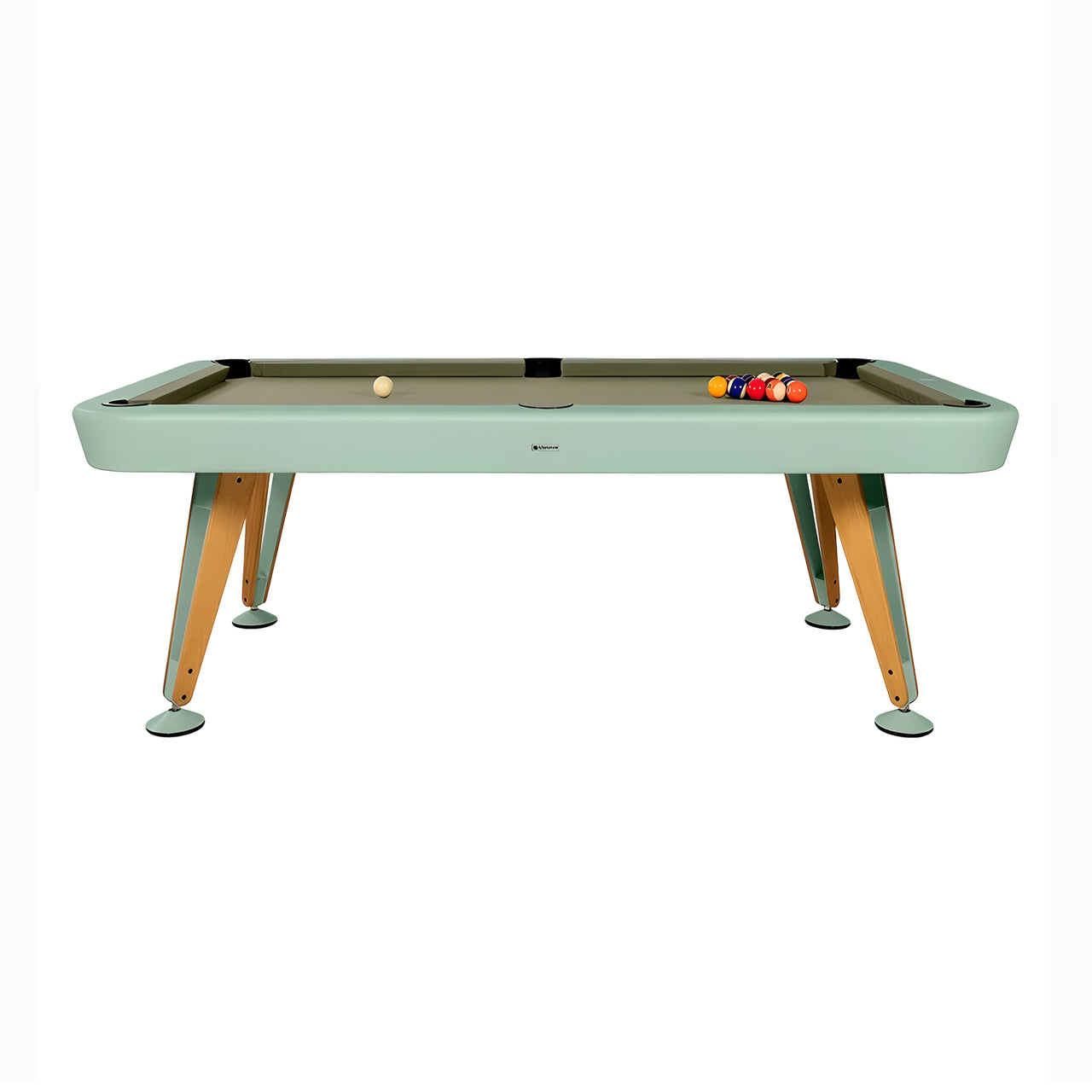 Diagonal Outdoor Pool Table: 7 Feet + Warm Sage + Celadon
