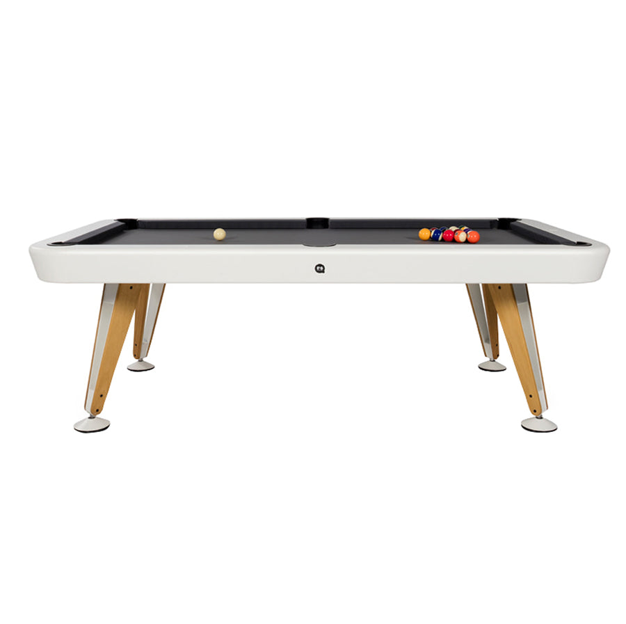 Diagonal Pool Table: 8 Feet + White Grey + Iroko