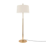 Diana Floor Lamp: Low + White Linen + Shiny Gold