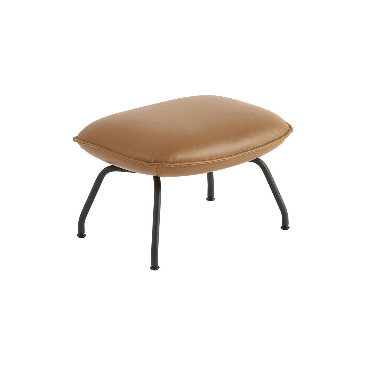 Doze Ottoman: Anthracite Black + Refine Leather Cognac