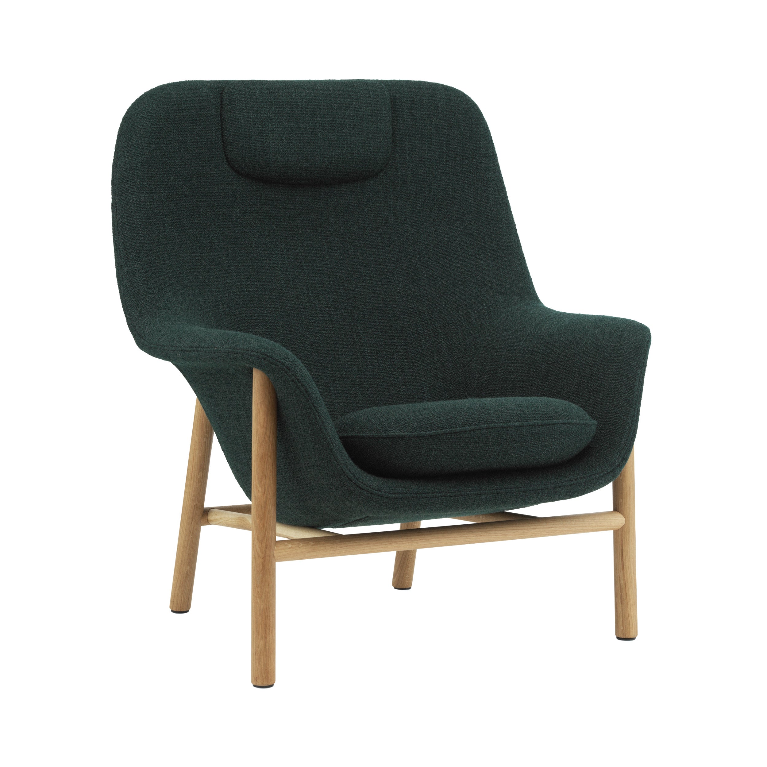 Drape Lounge Chair: High + Wood Base + With Headrest + Oak
