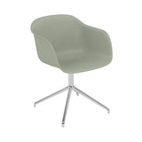 Fiber Armchair: Swivel Base with Return + Recycled Shell + Polished Aluminum + Dusty Green