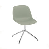 Fiber Side Chair: Swivel Base with Return + Recycled Shell + Polished Aluminum + Dusty Green