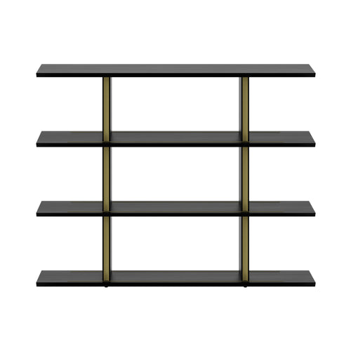 Stockholm Shelf: Composition 3 + Ebony Stained Oak + Anodized Aluminum Gold