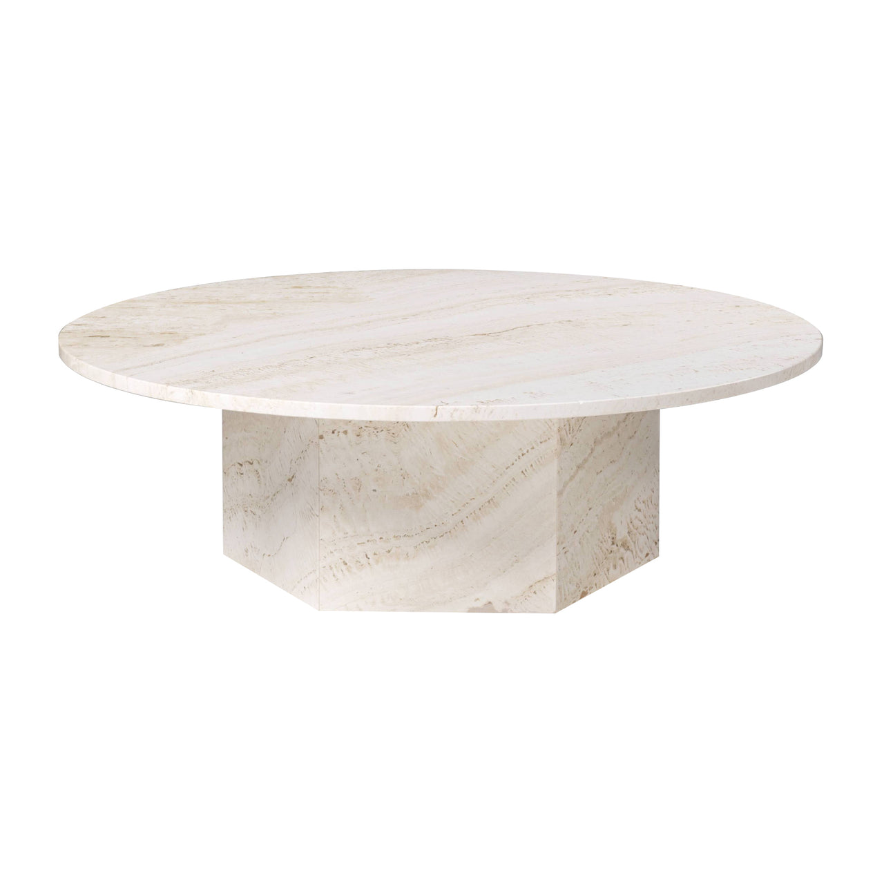 Epic Round Coffee Table: Travertine + Large - 43.3