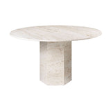 Epic Round Dining Table: Travertine + Neutral White