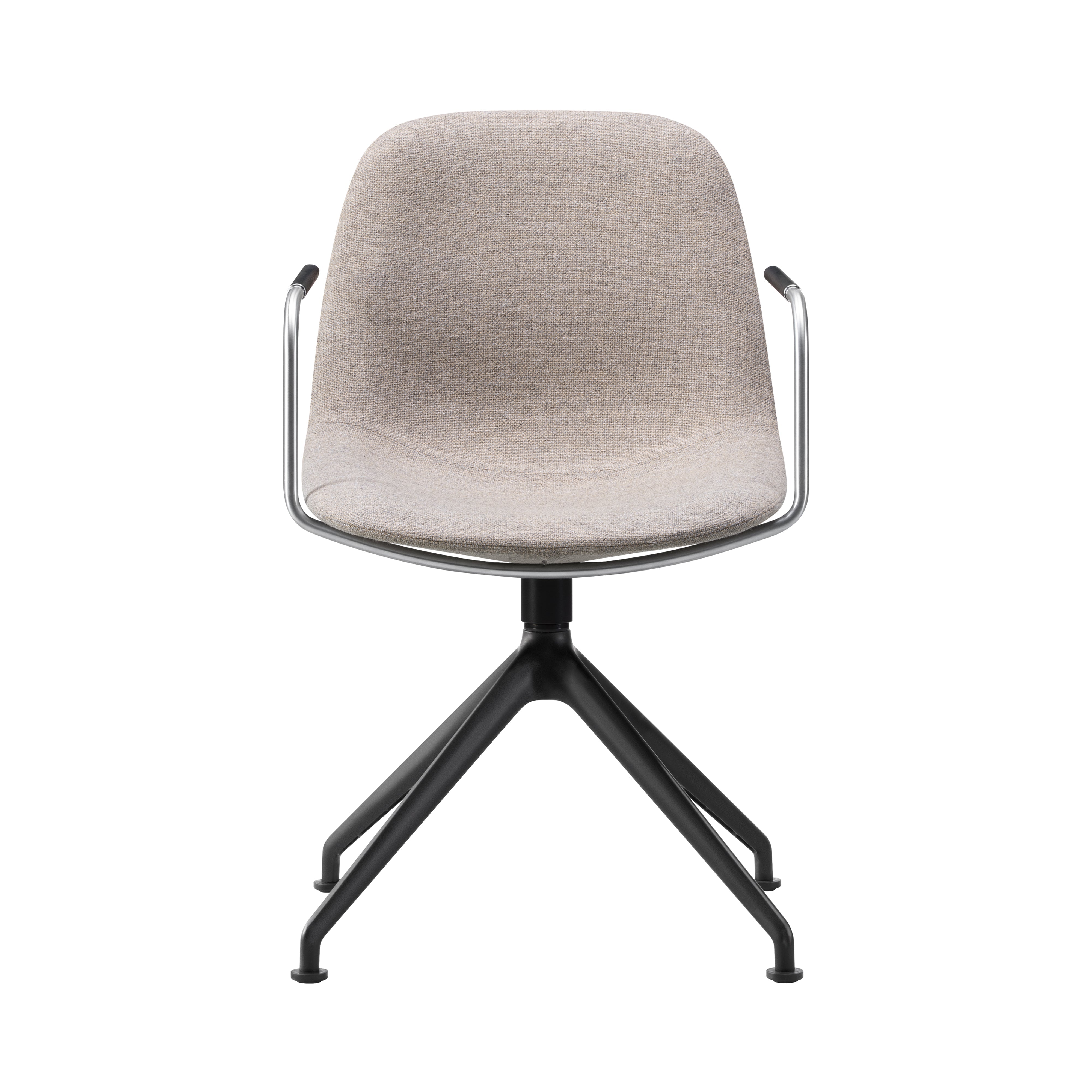 Eyes Swivel Armchair: Aluminum Base + Without Buttons + Black