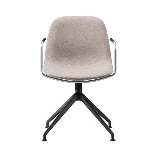Eyes Swivel Armchair: Aluminum Base + Without Buttons + Black