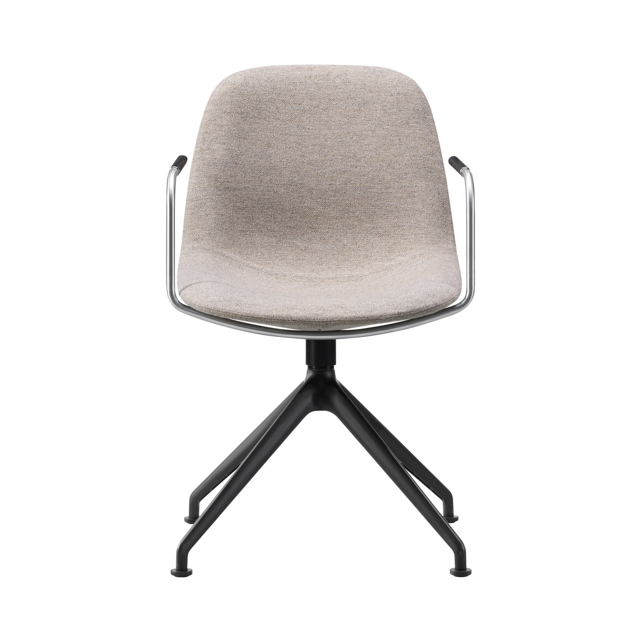 Eyes Swivel Armchair: Aluminum Base + Without Buttons + Black