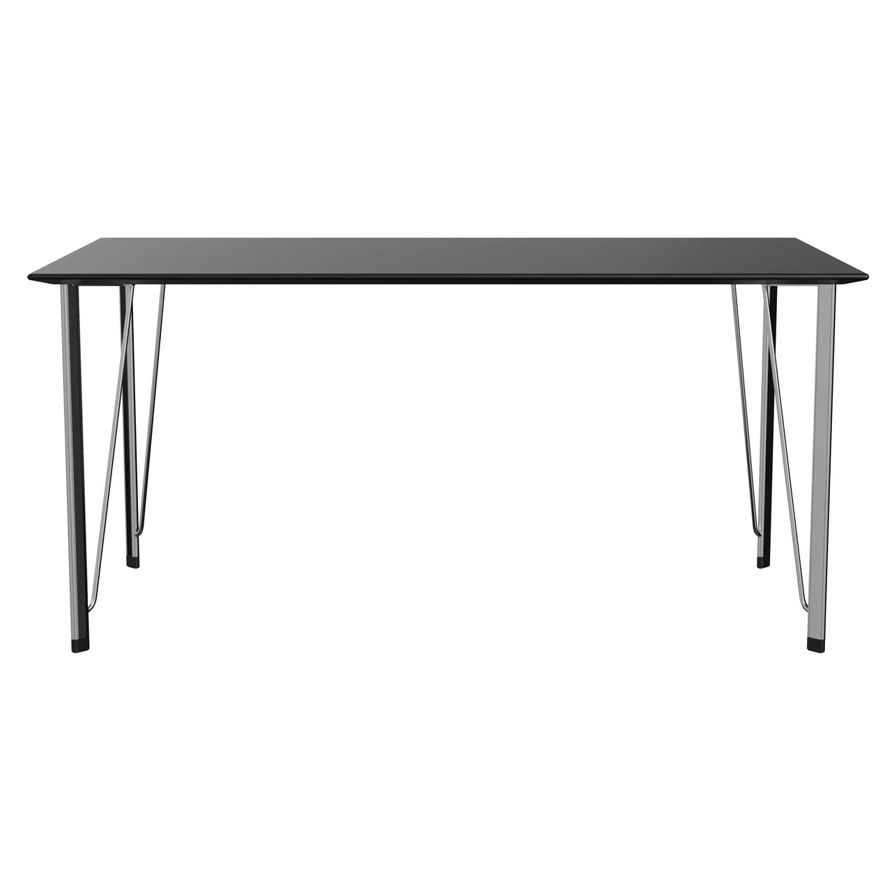 FH3605 Desk: Without Drawer + Black Ash + Chromed Steel