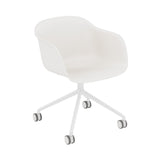 Fiber Armchair: Swivel Base with Castors + Recycled Shell + White + White