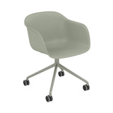 Fiber Armchair: Swivel Base with Castors + Recycled Shell + Dusty Green + Dusty Green + Black