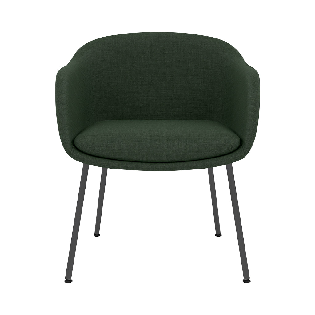 Fiber Conference Armchair: Tube Base Upholstered + Black