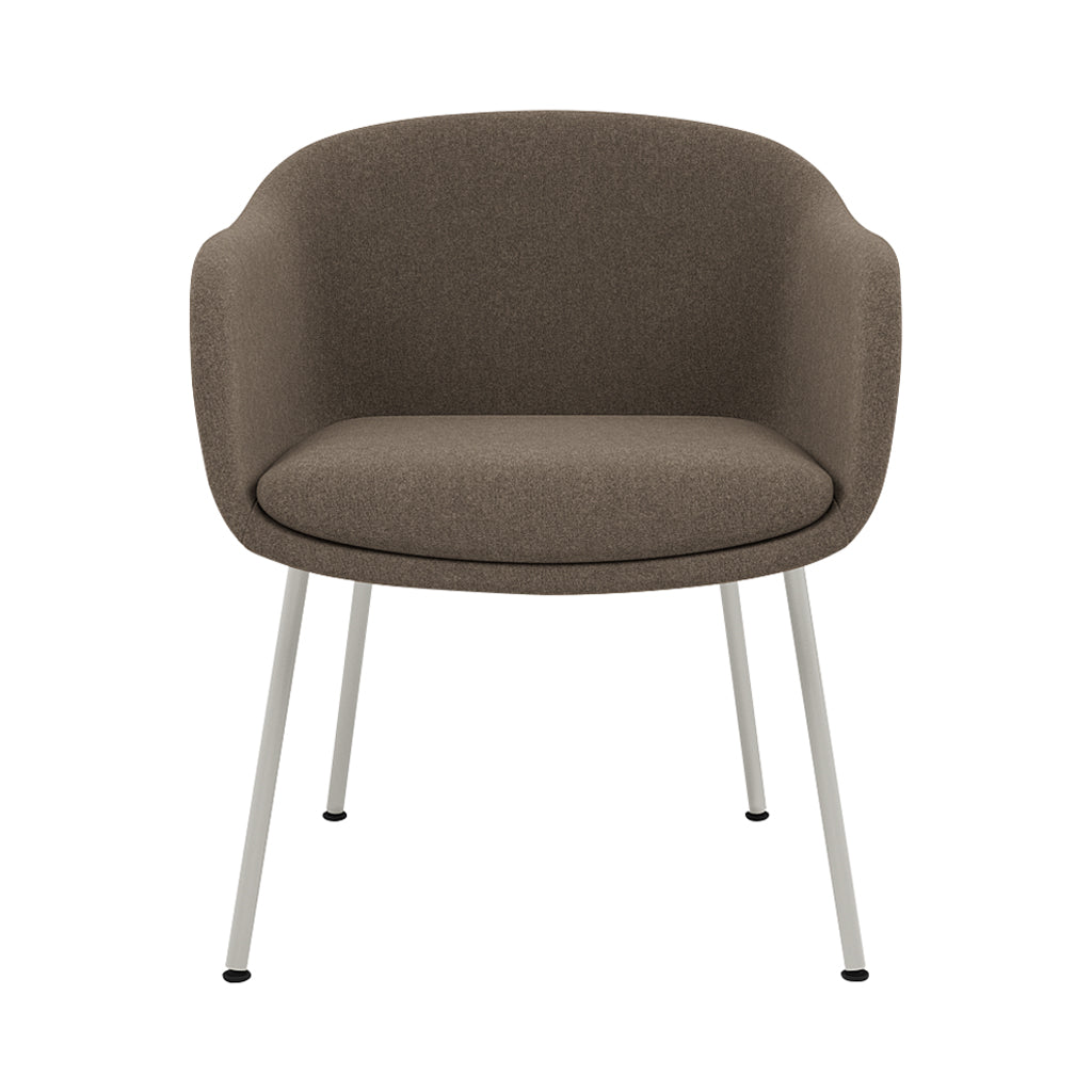 Fiber Conference Armchair: Tube Base Upholstered + Grey