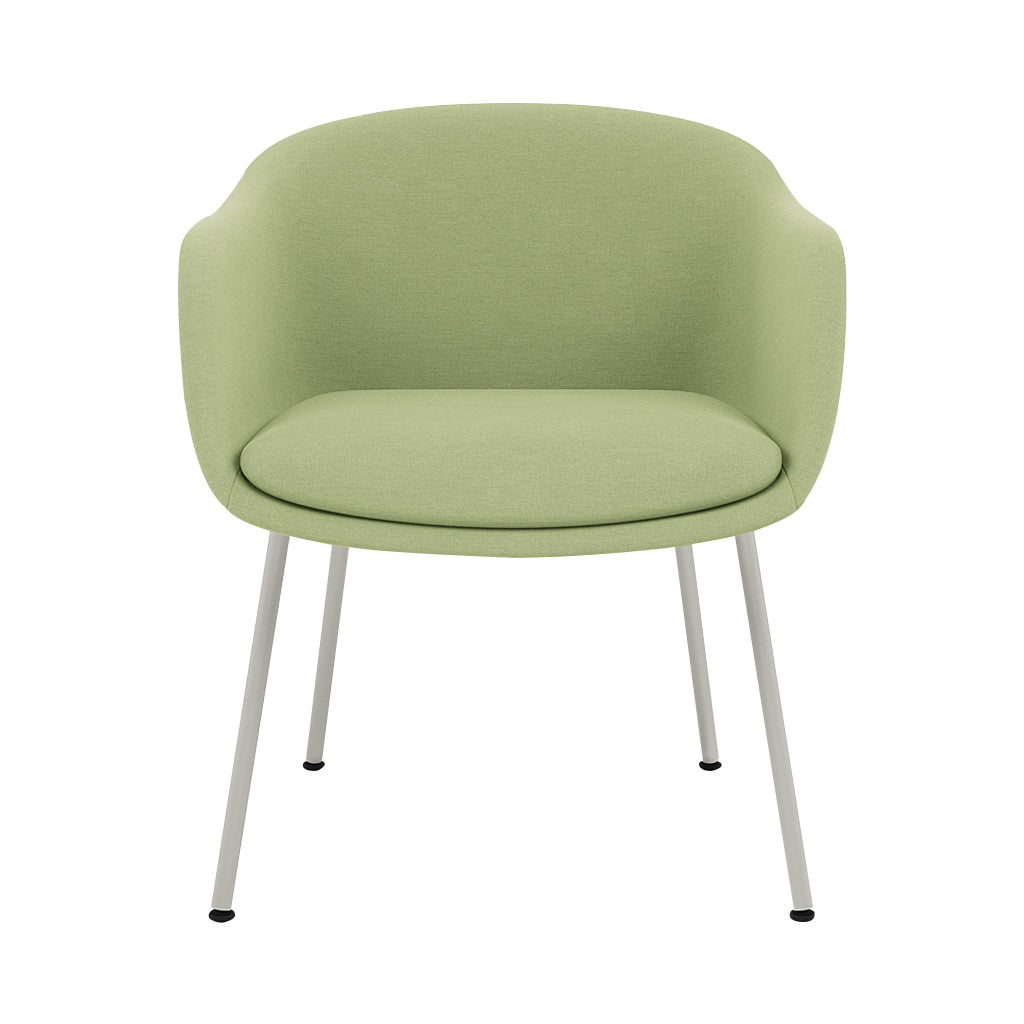 Fiber Conference Armchair: Tube Base Upholstered + Grey