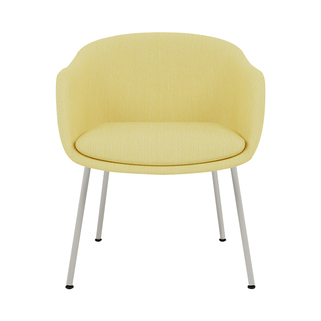 Fiber Conference Armchair: Tube Base Upholstered + Grey