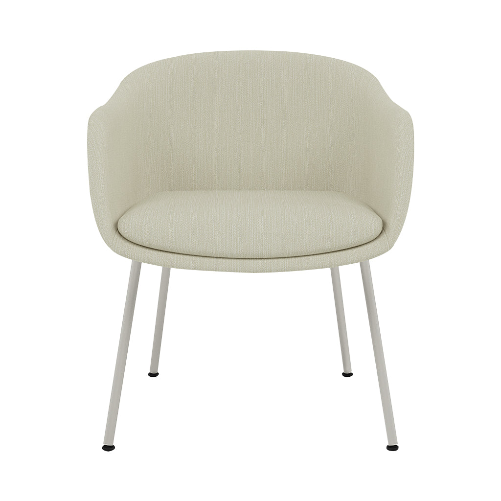 Fiber Conference Armchair: Tube Base Upholstered + Grey