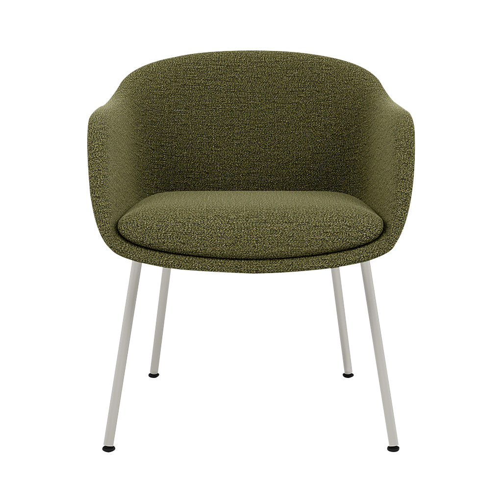 Fiber Conference Armchair: Tube Base Upholstered + Grey